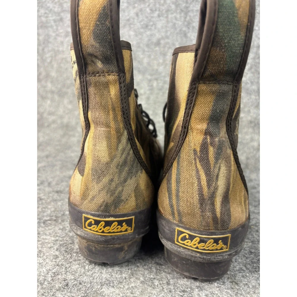 Cabelas Hunting Boots Mens 9 Brown‎ Advantage Wetlands Camo Steel Shank Canvas